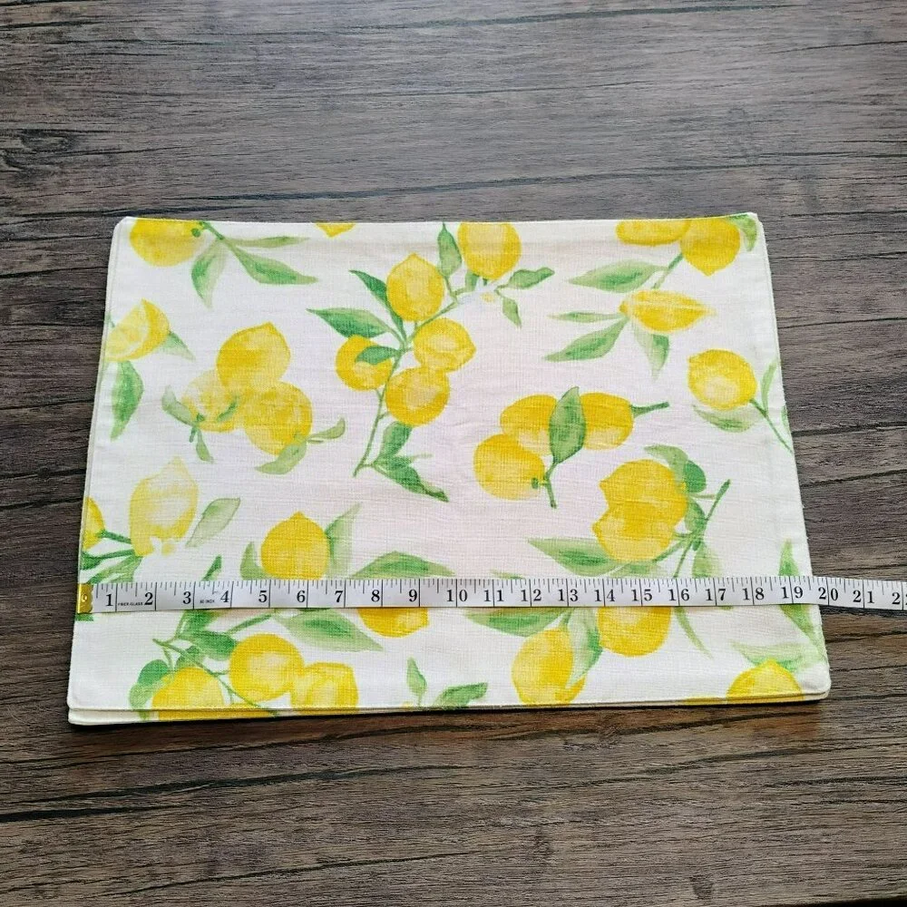 Farmhouse Lemon & Leaves Placemats, Set of 4, The Food Network Citrus Decor
